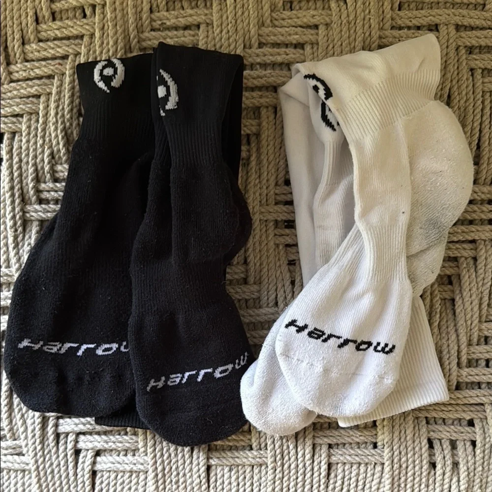 Harrow Women M Field Hockey Socks Black White Pairs Knee High